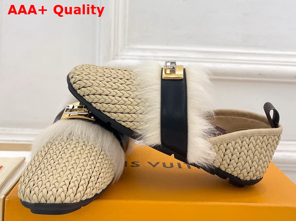 Louis Vuitton Haven Flat Closed Mule in Beige Braided Calf Leather 1AK10F Replica