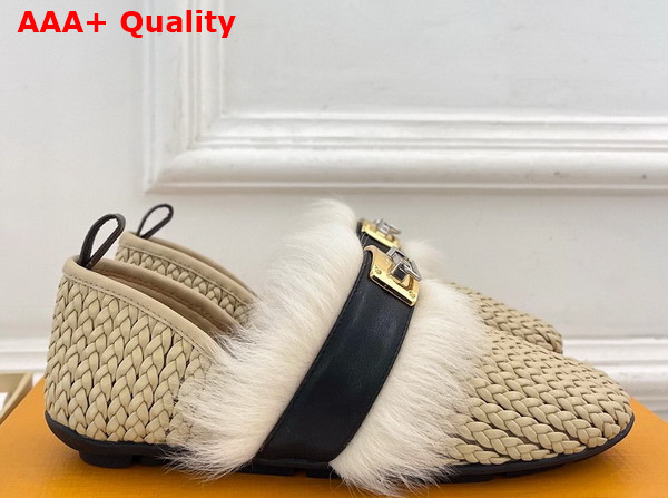Louis Vuitton Haven Flat Closed Mule in Beige Braided Calf Leather 1AK10F Replica