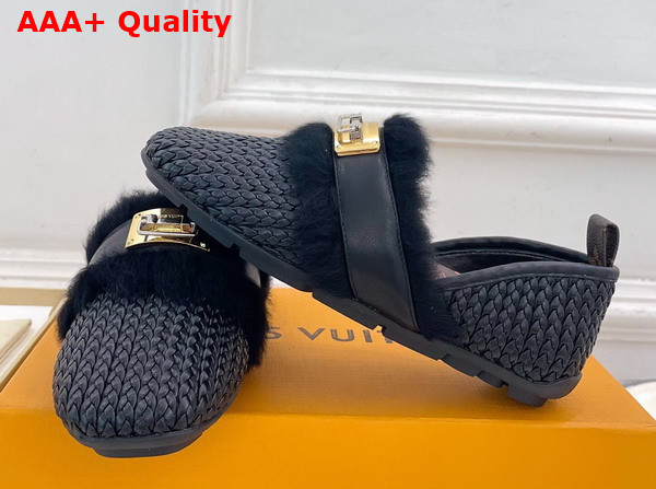 Louis Vuitton Haven Flat Closed Mule in Black Braided Calf Leather 1AK0ZY Replica
