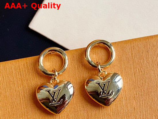 Louis Vuitton Heart Earrings Gold Color Hardware Replica