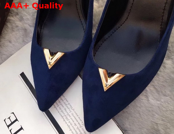 Louis Vuitton Heartbreaker Pump Navy Blue Suede Calf Leather Replica