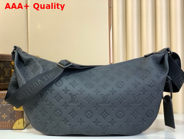 Louis Vuitton Hobo Hamac Bag Ultra Black Monogram Shadow Embossed Cowhide Leather M12850 Replica