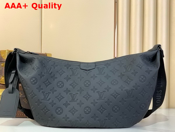 Louis Vuitton Hobo Hamac Bag Ultra Black Monogram Shadow Embossed Cowhide Leather M12850 Replica
