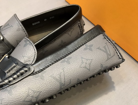 Louis Vuitton Hockenheim Mocassin Gray Monogram Canvas and Black Calf Leather Replica