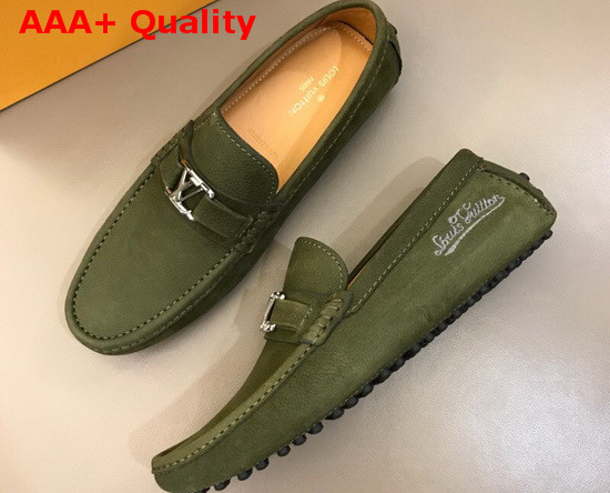Louis Vuitton Hockenheim Mocassin Khaki Green Calf Leather Replica