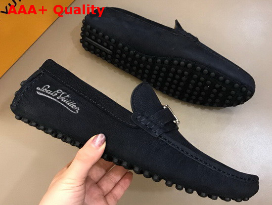 Louis Vuitton Hockenheim Mocassin Navy Blue Calf Leather Replica