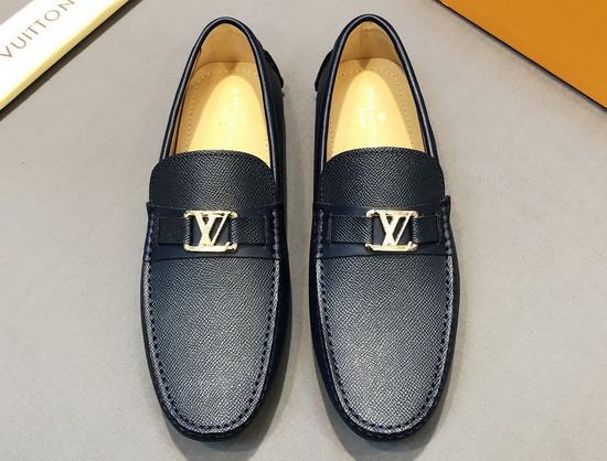 Louis Vuitton Hockenheim Mocassin Navy Blue Calf Leather and Taiga Calf Leather 1A9HZ8 Replica