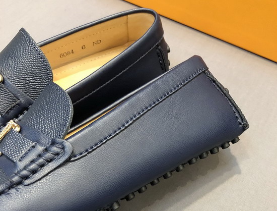 Louis Vuitton Hockenheim Mocassin Navy Blue Calf Leather and Taiga Calf Leather 1A9HZ8 Replica