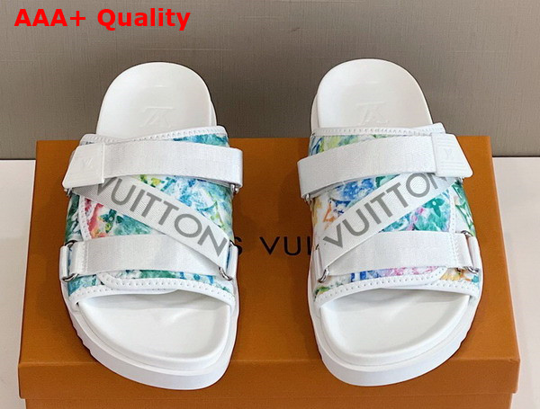 Louis Vuitton Honolulu Mule in White Pastel Monogram Textile 1A8K5Z Replica