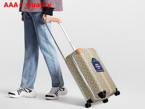 Louis Vuitton Horizon 55 Saffron Coated Canvas Features the Words Louis Vuitton Paris M10280 Replica