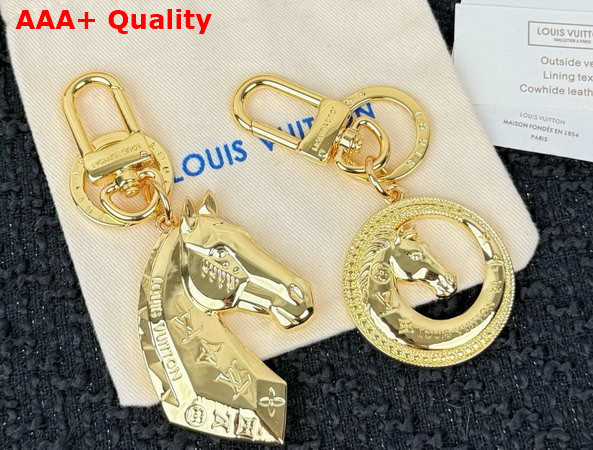 Louis Vuitton Horse Bag Charm and Key Holder in Gold Metal Replica