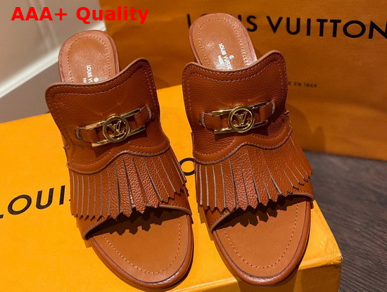 Louis Vuitton Indiana Mule Cognac Brown Grained Calf Leather 1A85X3 Replica