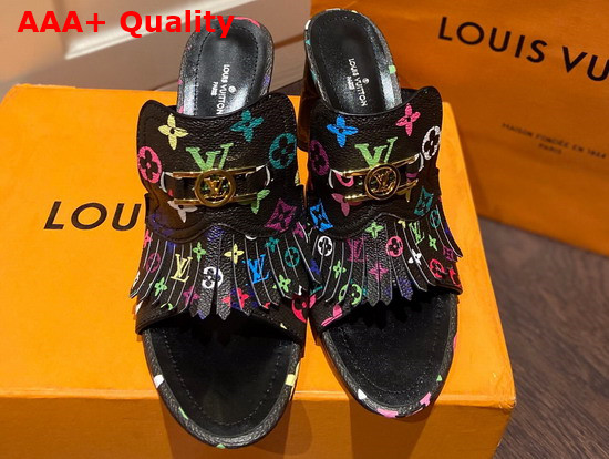 Louis Vuitton Indiana Mule in Black Multicolor Monogram Canvas Replica
