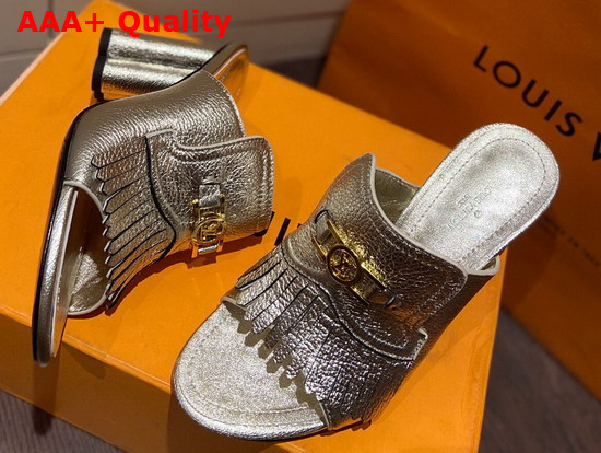 Louis Vuitton Indiana Mule in Gold Metallic Calf Leather 1A87SI Replica