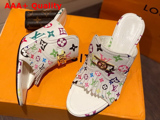 Louis Vuitton Indiana Mule in White Multicolor Monogram Canvas Replica