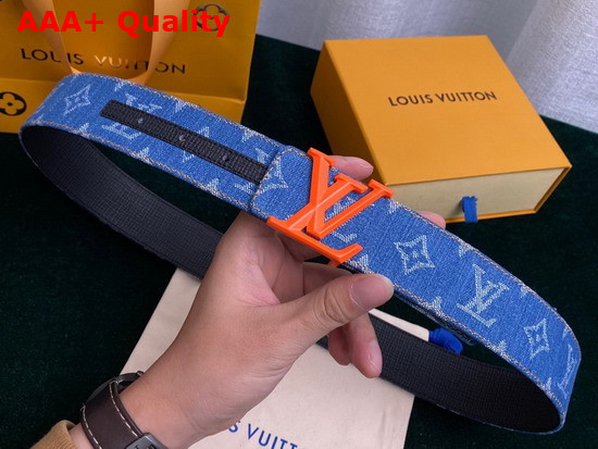 Louis Vuitton Initiales 40mm Belt in Blue Monogram Denim Replica