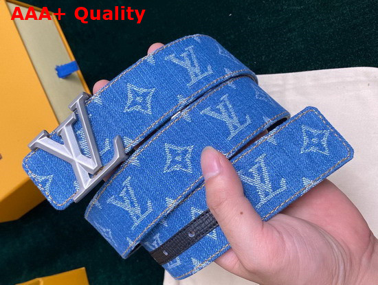 Louis Vuitton Initiales 40mm Belt in Blue Monogram Denim Replica
