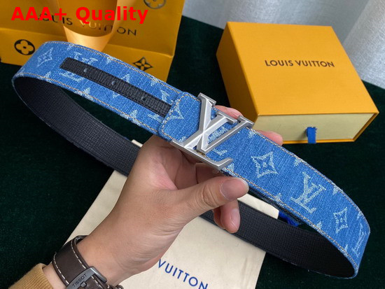 Louis Vuitton Initiales 40mm Belt in Blue Monogram Denim Replica