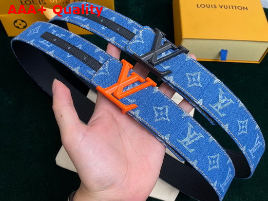 Louis Vuitton Initiales 40mm Belt in Blue Monogram Denim Replica