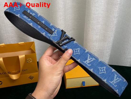 Louis Vuitton Initiales 40mm Belt in Blue Monogram Denim Replica