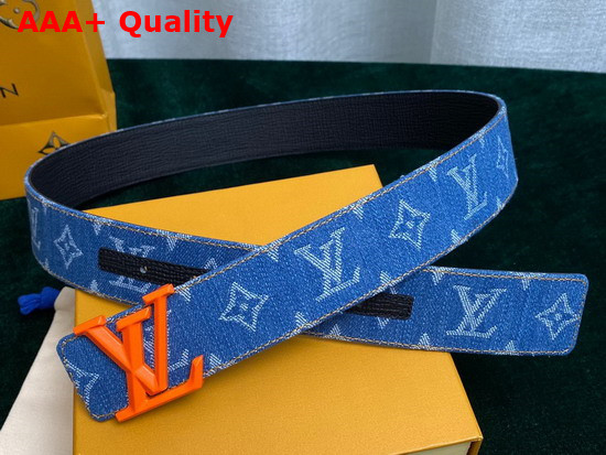 Louis Vuitton Initiales 40mm Belt in Blue Monogram Denim Replica