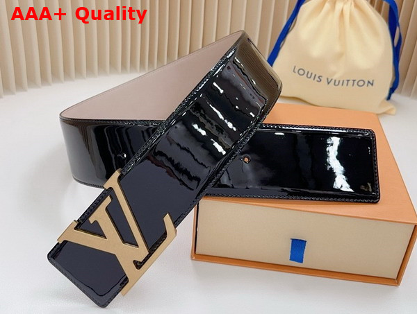 Louis Vuitton Initiales 55mm Wide Belt in Black Patent Leather Replica