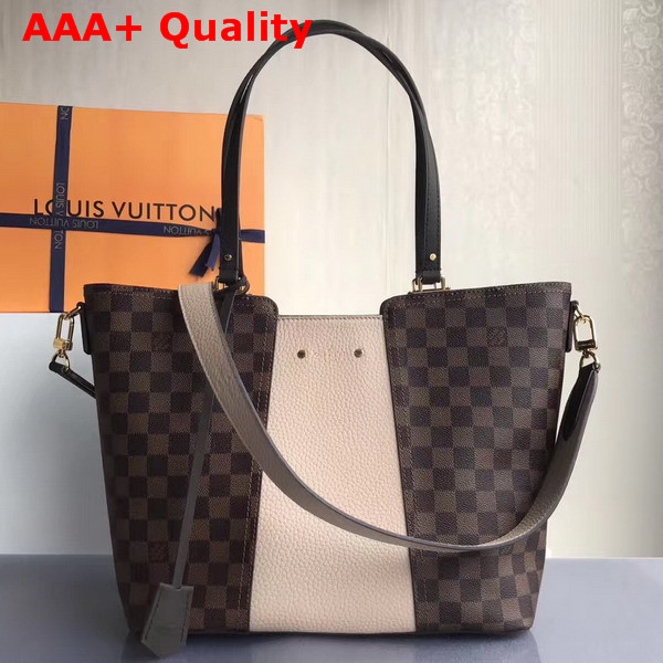 Louis Vuitton Jersey Damier Ebene Coated Canvas and Beige Taurillon Leather Exterior N44022 Replica