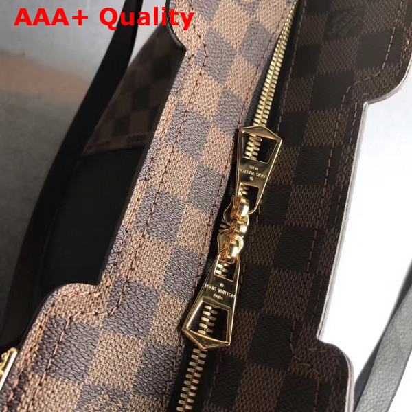 Louis Vuitton Jersey Damier Ebene Coated Canvas and Black Taurillon Leather Exterior Replica