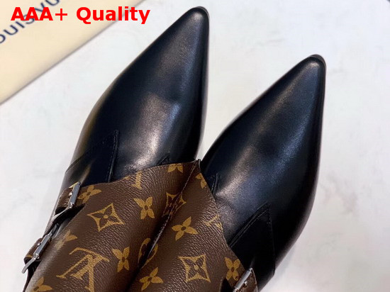Louis Vuitton Jumble Flat Ankle Boot in Black Calf Leather and Patent Monogram Canvas 1A588A Replica