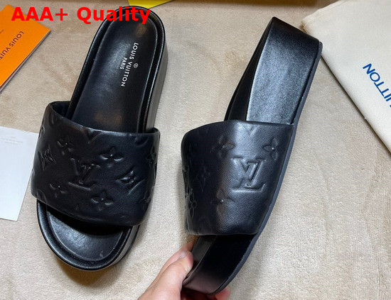 Louis Vuitton Jumbo Platform Mule in Black Monogram Embossed Lambskin 1A8N3U Replica