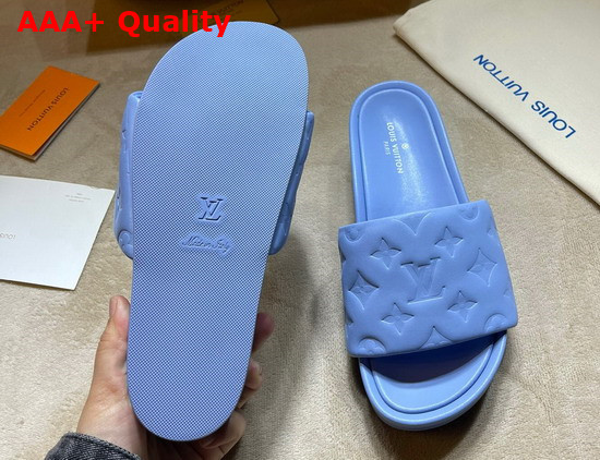 Louis Vuitton Jumbo Platform Mule in Blue Monogram Embossed Lambskin 1A8N50 Replica
