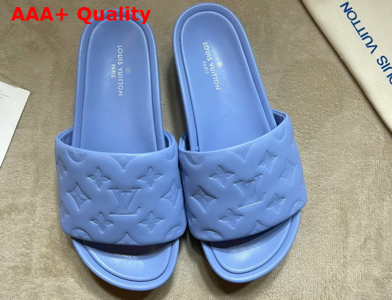 Louis Vuitton Jumbo Platform Mule in Blue Monogram Embossed Lambskin 1A8N50 Replica