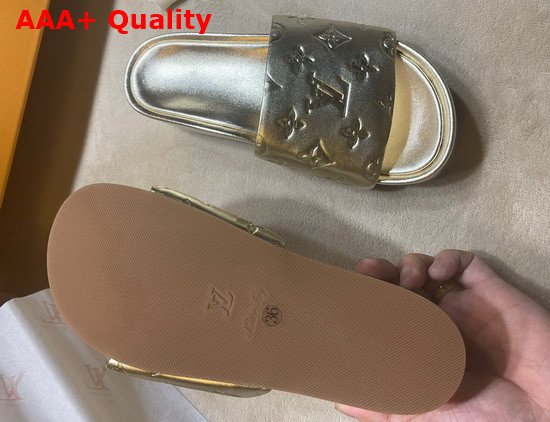 Louis Vuitton Jumbo Platform Mule in Gold Monogram Embossed Metallic Lambskin 1A8T1Y Replica