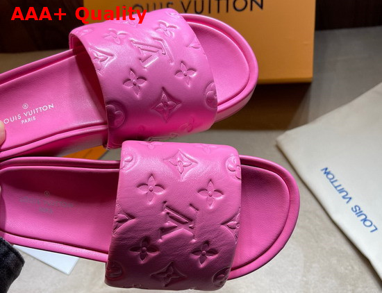 Louis Vuitton Jumbo Platform Mule in Rose Pop Monogram Embossed Lambskin 1A8N4M Replica