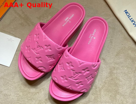 Louis Vuitton Jumbo Platform Mule in Rose Pop Monogram Embossed Lambskin 1A8N4M Replica