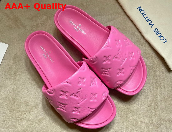 Louis Vuitton Jumbo Platform Mule in Rose Pop Monogram Embossed Lambskin 1A8N4M Replica
