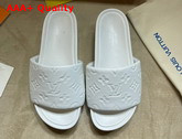 Louis Vuitton Jumbo Platform Mule in White Monogram Embossed Lambskin Replica