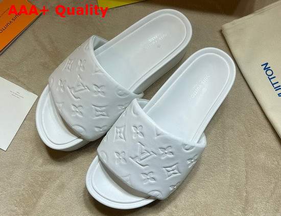 Louis Vuitton Jumbo Platform Mule in White Monogram Embossed Lambskin Replica