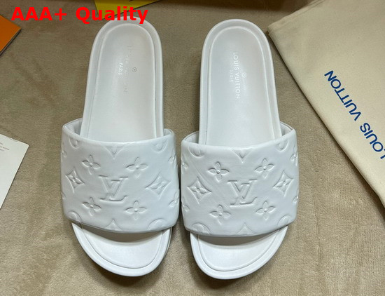 Louis Vuitton Jumbo Platform Mule in White Monogram Embossed Lambskin Replica