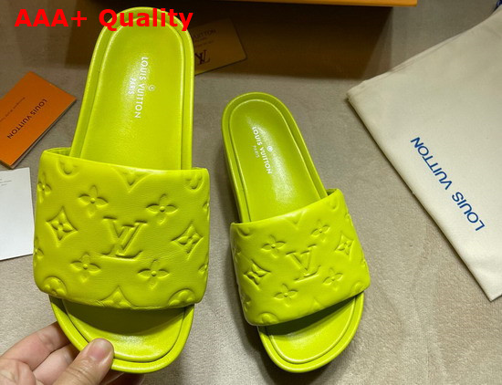 Louis Vuitton Jumbo Platform Mule in Yellow Monogram Embossed Lambskin Replica