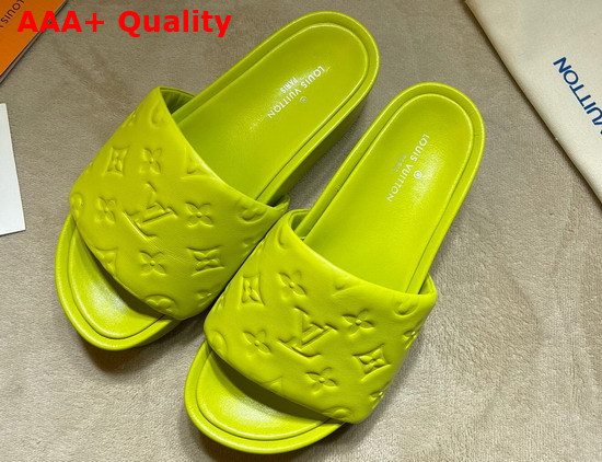 Louis Vuitton Jumbo Platform Mule in Yellow Monogram Embossed Lambskin Replica