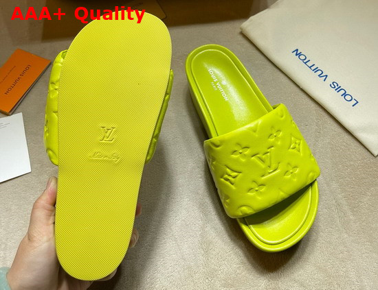 Louis Vuitton Jumbo Platform Mule in Yellow Monogram Embossed Lambskin Replica
