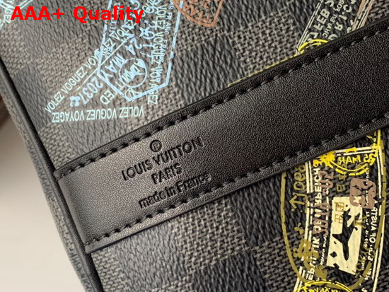 Louis Vuitton Keepall 50B with the Stamps Theme on Damier Graphite Canvas N45281 Replica
