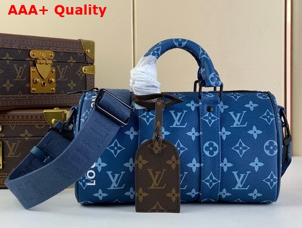 Louis Vuitton Keepall Bandouliere 25 Bag in Atlantic Blue Monogram Coated Canvas M46803 Replica