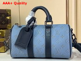 Louis Vuitton Keepall Bandouliere 25 Bag in Blue Monogram Heritage Coated Canvas M14681 Replica