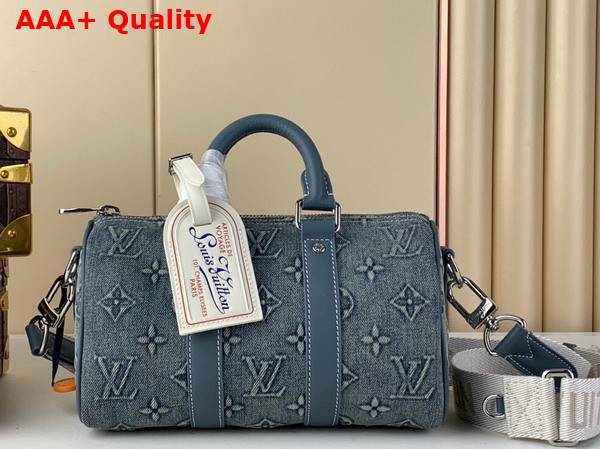 Louis Vuitton Keepall Bandouliere 25 Bag in Monogram Washed Denim Canvas M22762 Replica