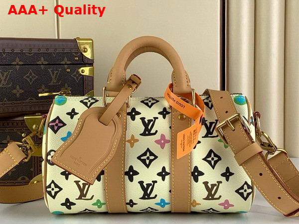 Louis Vuitton Keepall Bandouliere 25 Bag in Vanilla Monogram Craggy Coated Canvas Replica