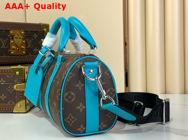 Louis Vuitton Keepall Bandouliere 25 City Bag Gaston Blue Monogram Macassar Coated Canvas and Cowhide Leather M12609 Replica