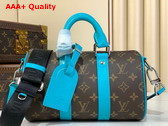 Louis Vuitton Keepall Bandouliere 25 City Bag Gaston Blue Monogram Macassar Coated Canvas and Cowhide Leather M12609 Replica