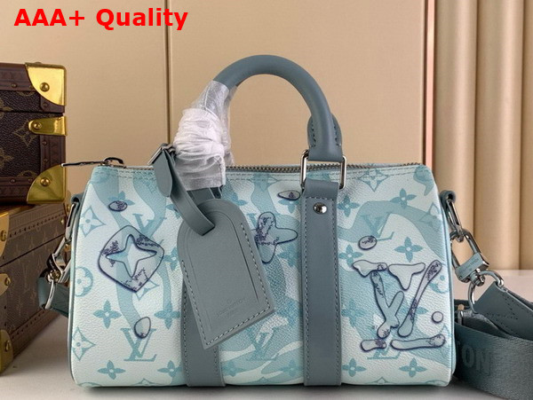 Louis Vuitton Keepall Bandouliere 25 Crystal Blue Monogram Aquagarden Coated Canvas M22527 Replica